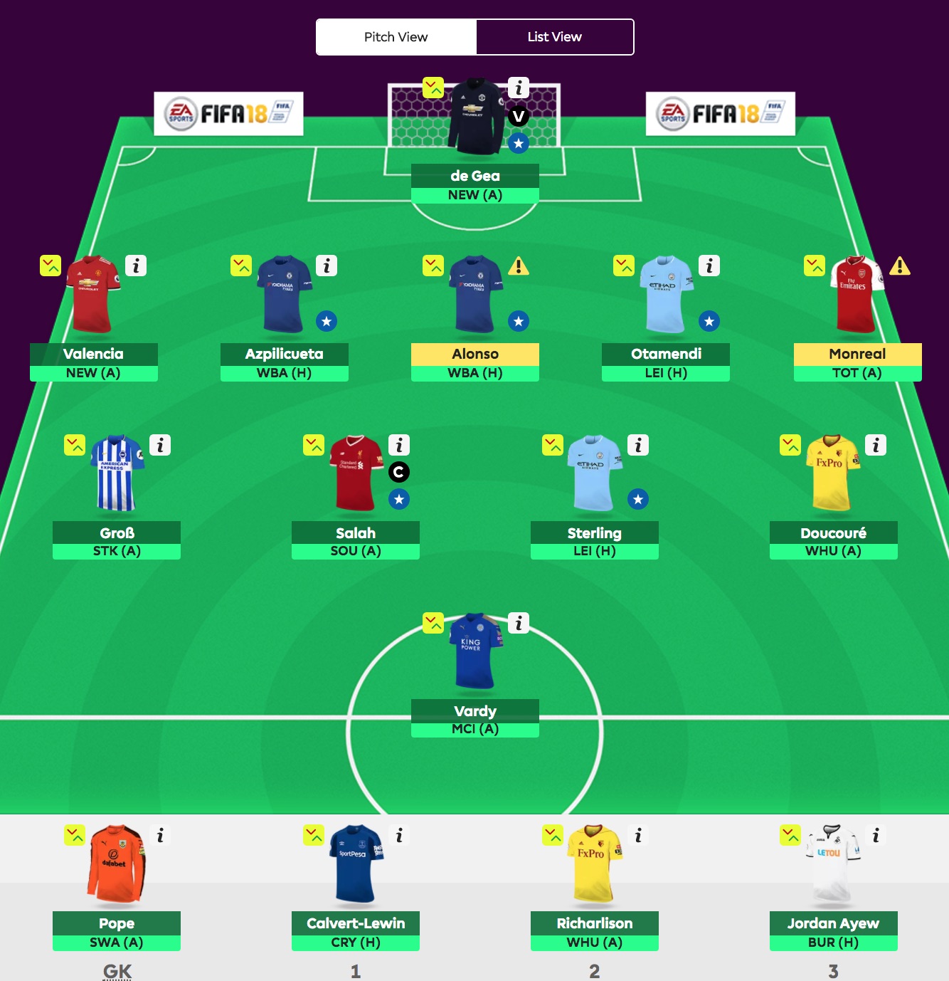 fantasy football example team